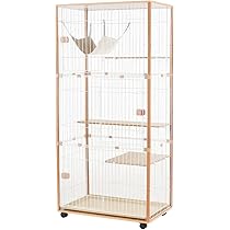 Amazon.co.jp: Purlove 猫 ケージ キャットケージ 2段 木製フレーム 猫